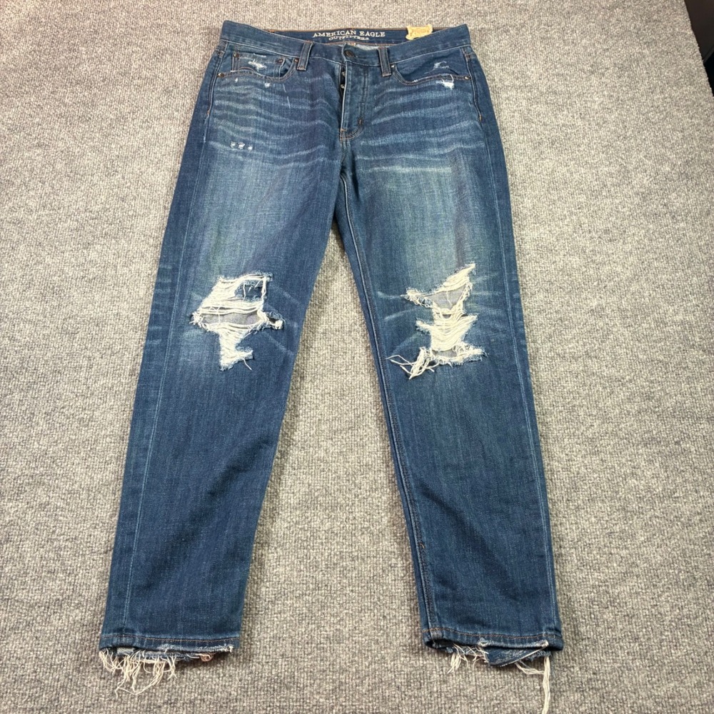 American Eagle Vintage Hi Rise Jeans Womens 6 Medium Wash Distressed Denim